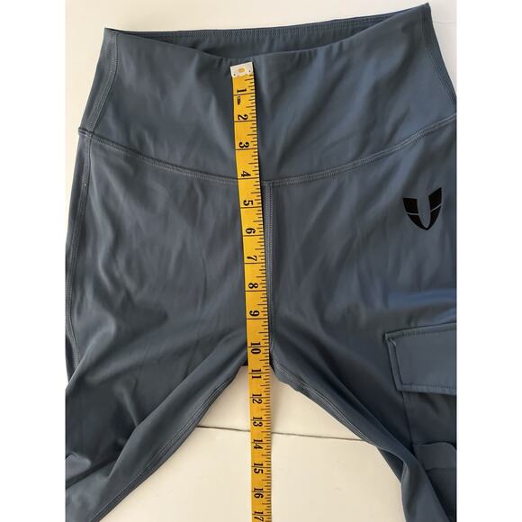 Firm Abs Leggings Women S Dusty Blue Cargo Pants Stretch Athleisure High Rise - Picture 9 of 10